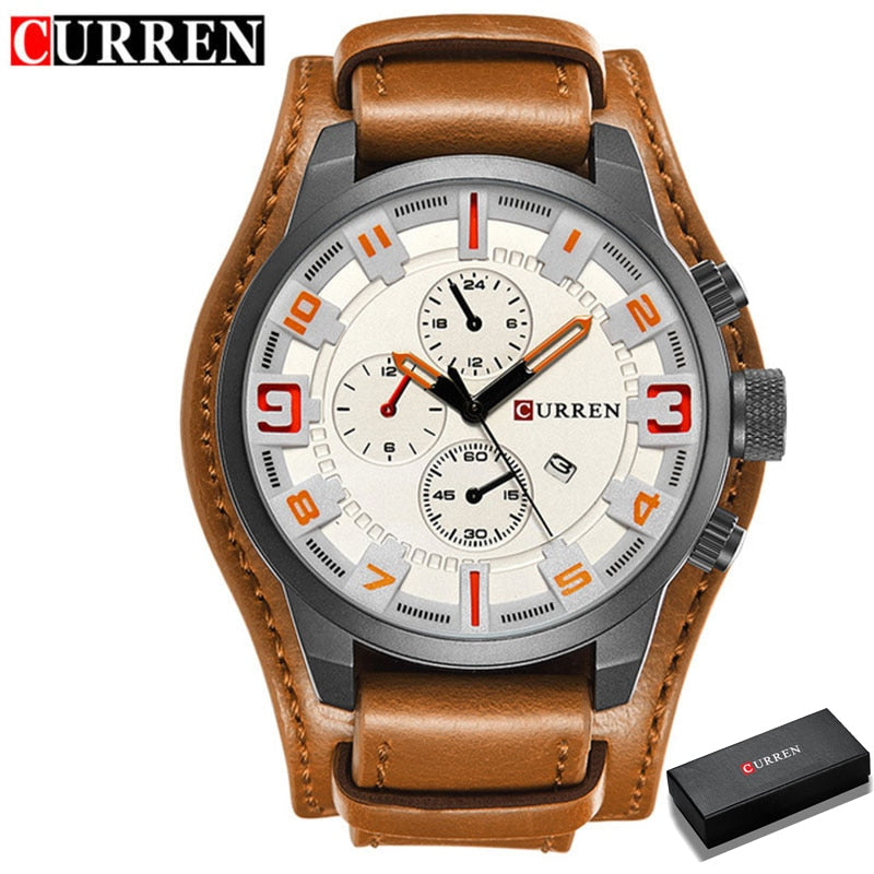 Luxury Brand CURREN Mens Watches Military Sports Men Watch Quartz Date Clock Casual Leather Wrist Watch Relogio Masculino 8225