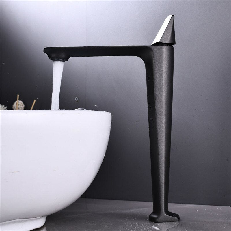 Basin Faucets Black Brass Faucet Hot and Cold Bathroom Sink Faucet Deck Mounted Toilet Nickel/Grey Color Mixer Water Tap