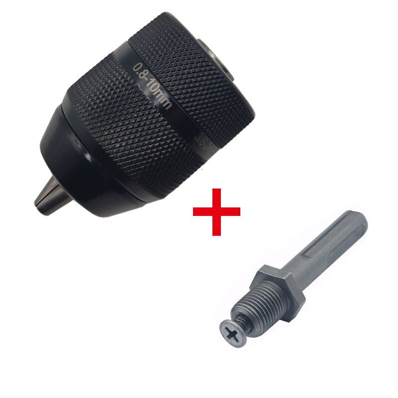 Keyless 0.8-10mm 3-Jaw  3/8-24UNF Drill Chuck Quick Change Adapter SDS-Plus Shank 1/4&quot; Hex Square Fit Rotary Hammer/Hammer Drill