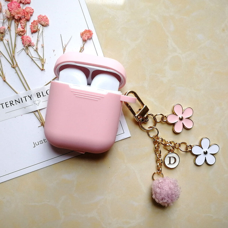 Cute Korean Pearl Silicone Case for Apple Airpods 1 2 Case Accessories Wireless Earphone Protective Cover Cherry Dog Key Ring
