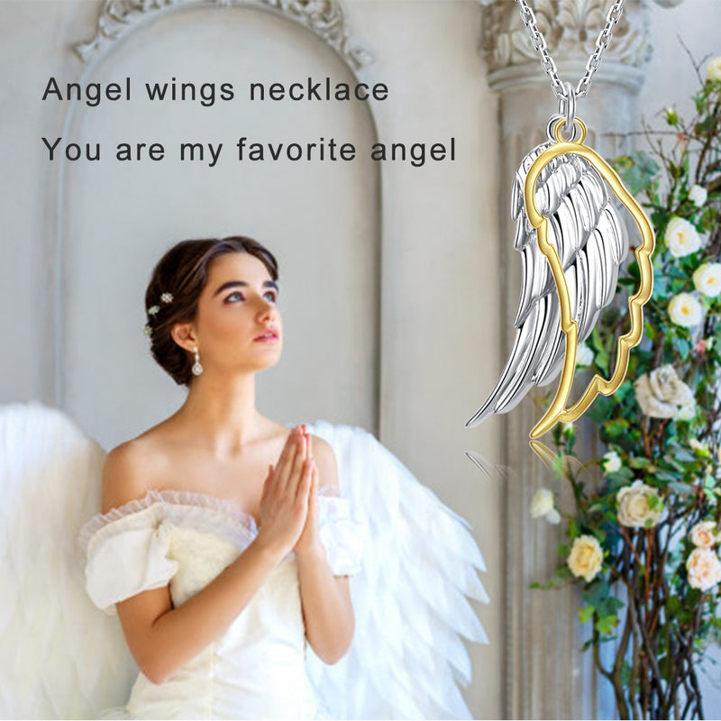 925 Sterling Silver Wing of Angel Necklace Hollow 18k Gold Color Feather Pendant Chain for Women 2020 Fine Jewelry Wedding Gift