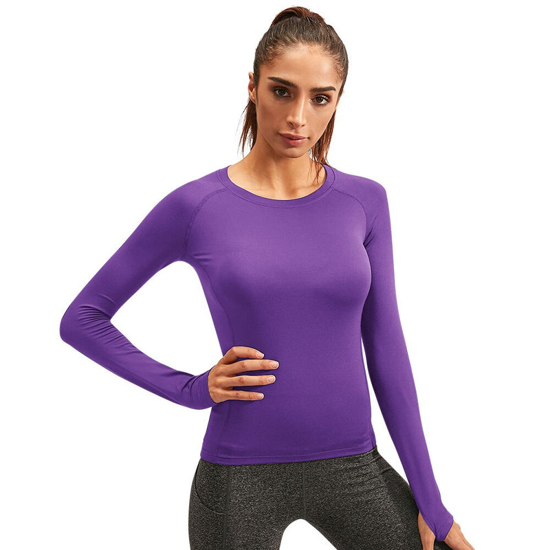 Yuerlian 15% Elasthan Add Wool Damen Fitness Strumpfhosen T-Shirt Workout Bluse Sport Running Sportswear Langarm Gym Yoga Shirt