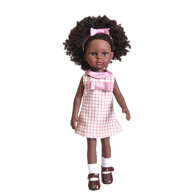 35 cm Schwarze Sommersprossen BJD Puppen Vollsilikon Afrikanische Puppe Hübsches Mädchen BJD Puppen Spielzeug Mit Anzug Mädchen DIY Dress Up Make Up Spielzeug Geschenk