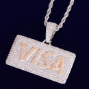 Visa Card Shape Pendant  Cubic Zircon Men's Hip Hop Necklace Jewelry
