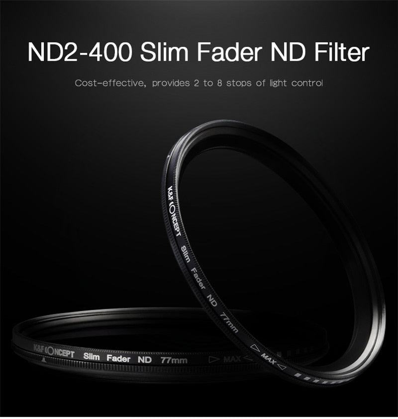 Dynamic ND2-400 Filter 52MM 58MM 62MM 67MM 72MM 77MM Slim Fader Variable ND Lens Filter Adjustable ND2 to ND400 Neutral Density