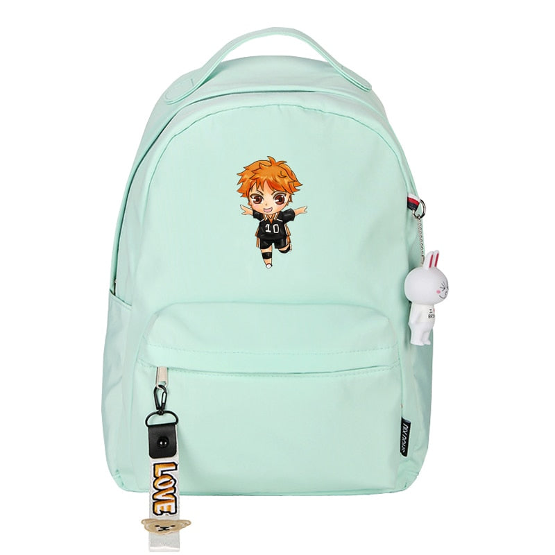 Mochila de Anime Haikyuu Karasuno VBC para mujer, mochilas escolares rosas Kawaii, mochila de nailon, mochila de viaje de dibujos animados, mochila escolar pequeña Rugzak