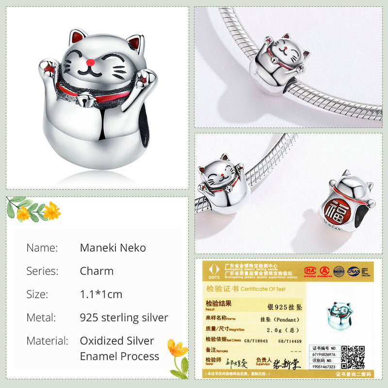 bamoer Cute Baby Cat Metal Beads Charm for Women European Luxury Bracelet 925 Sterling Silver Fashion Jewelry SCC1305