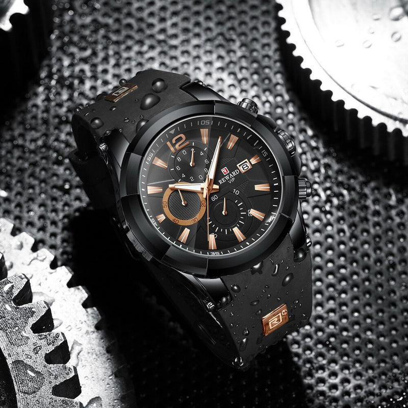 REWARD Watch Men Silicone Big Dial Waterproof Watches Men Sport Quartz Wristwatch Chronograph Top Luxury Brand Relogio Masculino