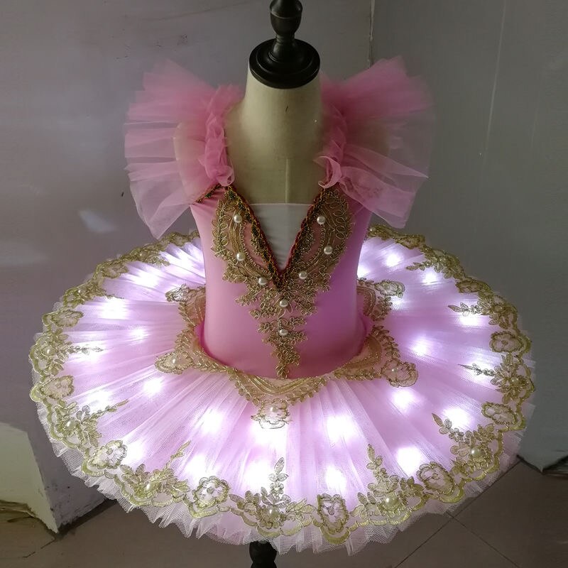 Ruoru Tutu Ballet Led Light Swan Lake Ballerina Pancake Tutu Girl Women Adult Child Ballet Dress Kids Dance Costumes Tutu Led