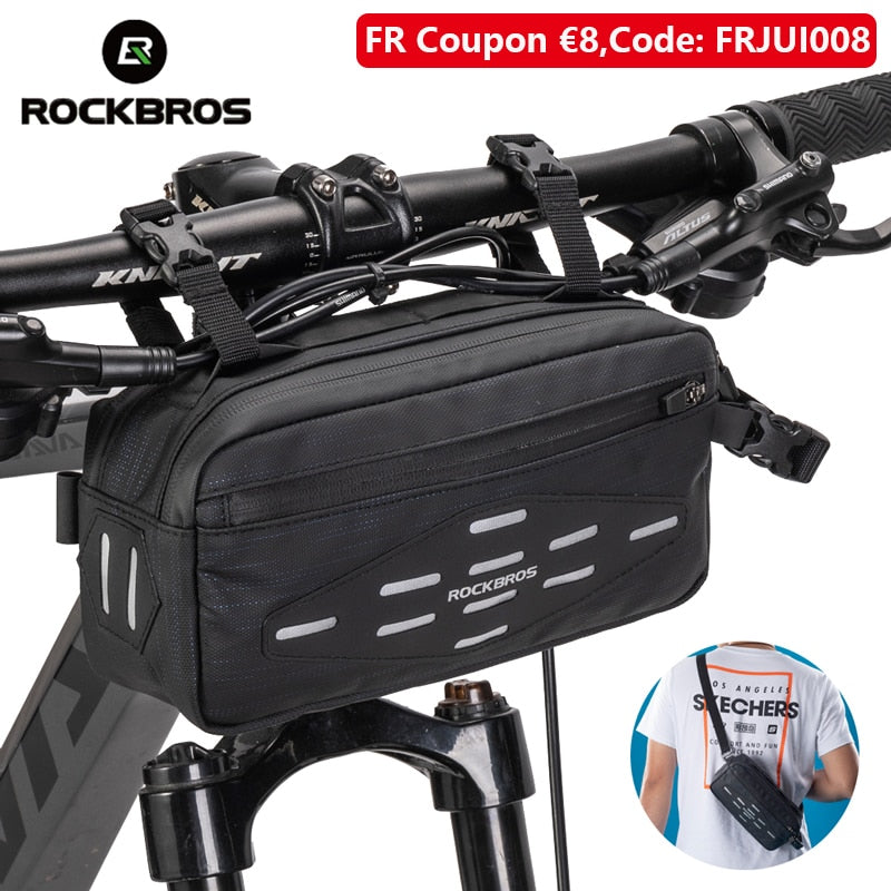 ROCKBROS Fahrradtasche Vorderrad Tragbare Lenkertasche Mehrzweck-Rucksack mit großer Kapazität MTB-Rennradrahmen-Rohrtasche