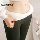 SALSPOR 2XL Warm Winter Thick Leggings Women Wool Fleece Females Clothing Lambskin Cashmere Velvet Pants Elasticity S-2XL