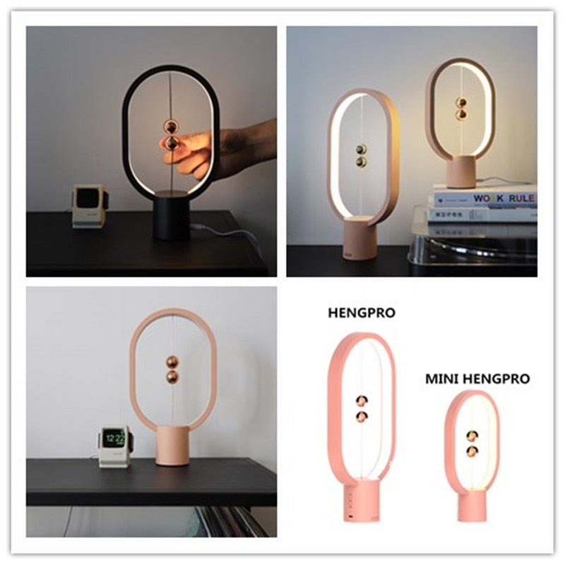 USB Powered Mini HENG Balance LED Table Lamp Ellipse Magnetic Mid-air Switch Touch Dimming Eye-Care Night Light Gift Decor