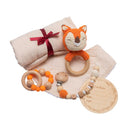 4 unids/set de juguetes de baño para bebés, manta de algodón de Color sólido, cepillo de hitos para bebés, pulsera con sonajero, productos de regalo de baño para bebés para niños