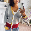 HLBCBG High Quality Fashion Designer Cardigan Long sleeve Single Breasted Contrast Color Button Knitted Sweaters