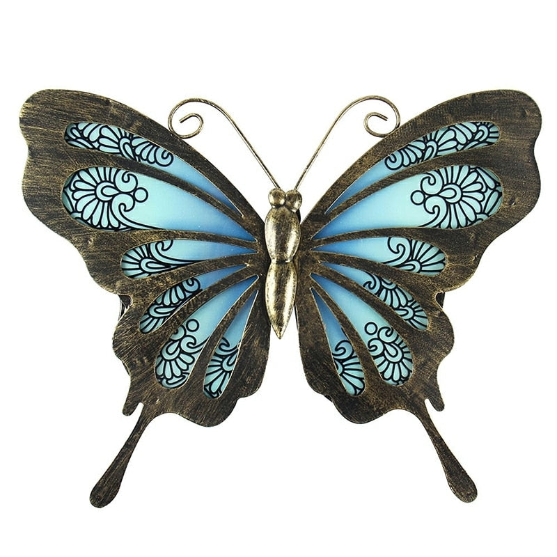 Arte de la pared de la mariposa del jardín para el hogar y las decoraciones al aire libre Estatuas Miniaturas Esculturas de la yarda