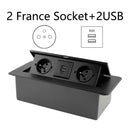 Desktop Socket Table Outlet 2 3 DE EU FR Socket With USB Charging Slow Pop Up Black Silver Aluminum Alloy Cover For Meeting Room