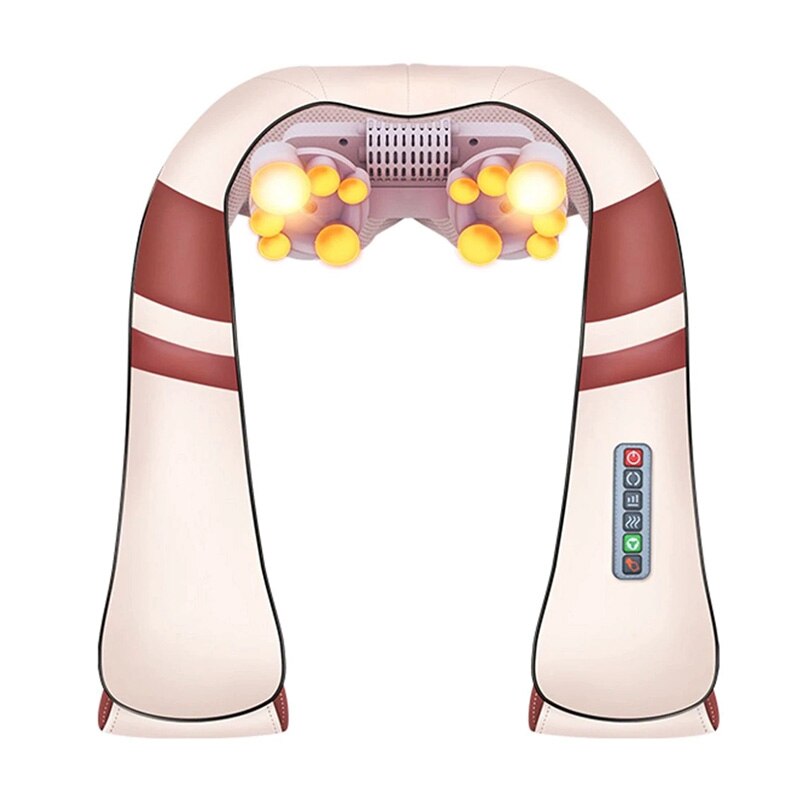 JinKaiRui 12 Massagebälle U-Form Elektrisches Shiatsu-Kneten Rücken Nacken Schulter Körper 4D Infrarotheizung Massagegerät Auto Zuhause Entspannen