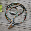 8mm Natural Stone Bead,African Turquoise,Tigers Eye,Awaken,JapaMala Set,Spiritual Jewelry,Meditation,Inspirational,108 Mala Bead