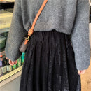 Alien Kitty Elastic High Waist Lace Skirts Womens Spring Autumn 2021 New Korean Elegant Casual A-line Black Long Skirt Female