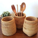 Handgefertigte Rattan-Essstäbchen, Löffel, Tafelmesser, Gabel, Besteck-Aufbewahrungsbox, Haushalt, Aufbewahrungskorb, Aufbewahrungsregal, Küchenhelfer
