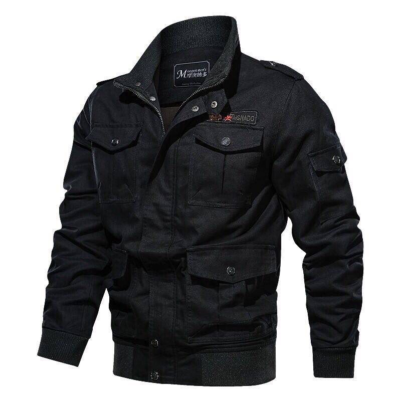 Spring and autumn military jacket male cotton water wash collar pilot cotton jacket large size plus velvet winter youth