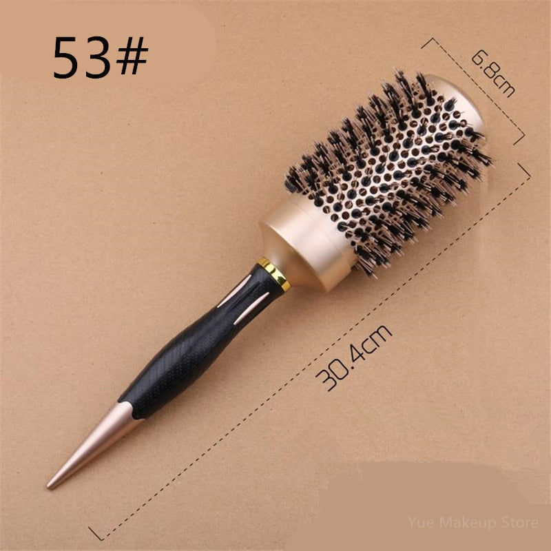 Professional 4 Sizes Round Hair Comb Hairdressing Curling Hair Brushes Comb Ceramic Iron Barrel Comb Salon Styling Tools 30#