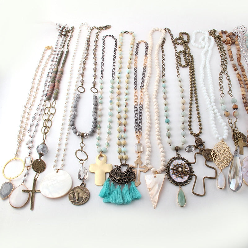Wholesale Fashion Mix Color Pendant Necklace Handmade Women Jewelry 20pc mix