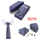Gift Box 38 styles Tie Set Hanky Cufflinks With Gift Box Jacquard Woven Neckties Set For Men Wedding Party Lots of  accessories