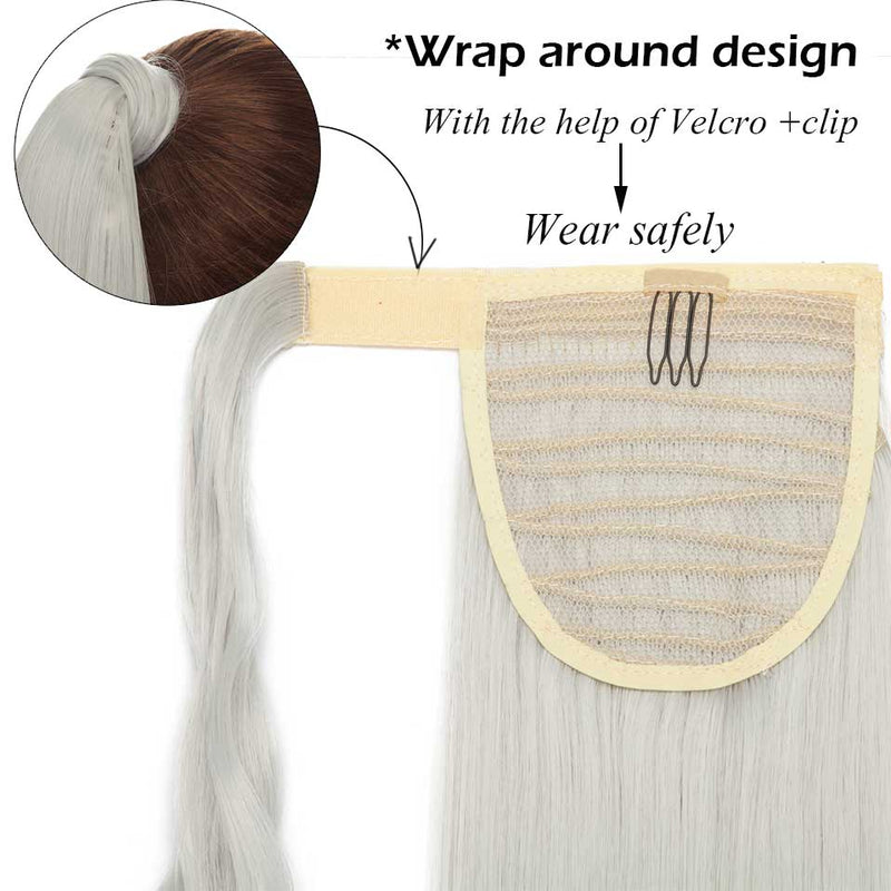 S-noilite Synthetic Women Drawstring Long Straight Hair Extensions Piece clip in Wrap Around Ponytail Multi-Colors Real Natural