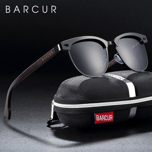 BARCUR Cat Eye Holz Sonnenbrille polarisiert Edelstahlrahmen Holz Sonnenbrille für Damen und Herren Oculos de Sol lunette de soleil femme