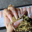 Luxury coffin Ombre fake nails Cute baby nude Noble crystal design Press the nail Acrylic Box nails Custom logo