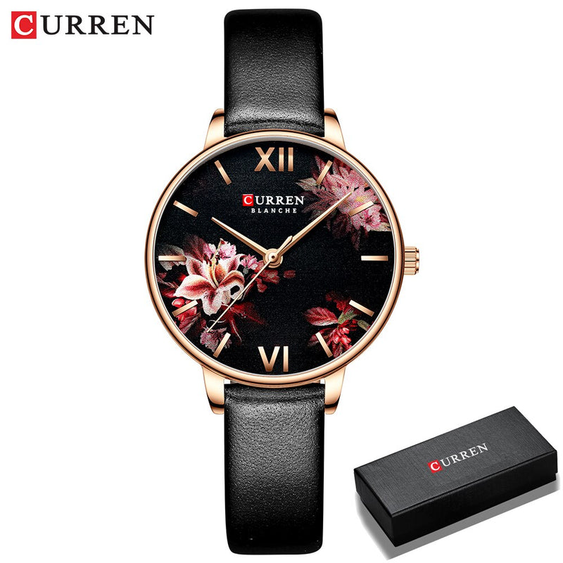 Relojes de mujer CURREN, reloj negro, reloj de pulsera de cuarzo de malla de acero inoxidable, reloj informal con encanto para mujer, relojes femeninos