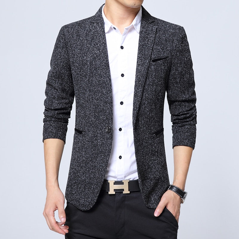 2022 traje informal para hombre, Blazer Formal de negocios a la moda para hombre, traje para hombre con solapa de un botón, informal, de manga larga, ajustado, Blazer M-3XL