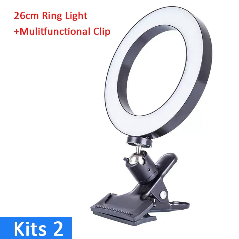 26cm/16cm Protable Led Selfie Ring Light For Youtube Live Streaming Studio Video Dimmable Photography Lighting With USB Cable