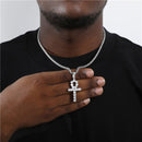 D&amp;Z White Gold Ankh Pendant Iced Out CZ Stones Mens Micro Paved AAA CZ Hip Hop Gold Silver Color Charm Chains Jewelry Gift
