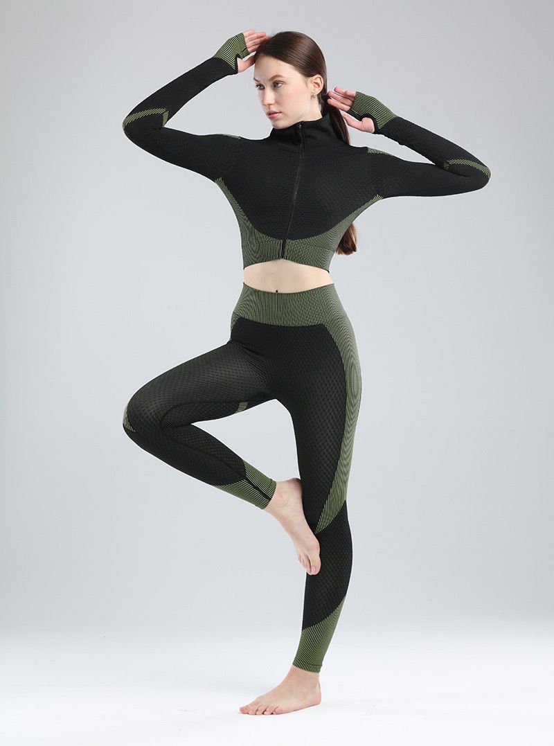 New Fitness Suits Yoga Women Outfits 3pcs Sets Long Sleeve Shirt+Sport Bra+Seamless Leggings Workout Running Clothing Gym Wear