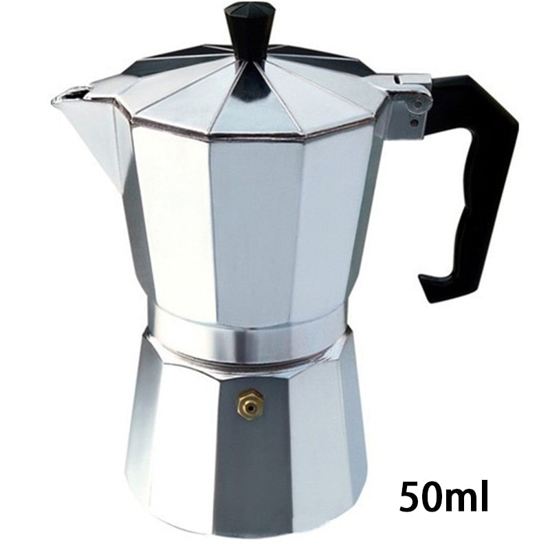 Aluminum Coffee Maker Durable Moka Cafeteira Expresso Percolator Pot Practical Moka Coffee Pot 50/100/150/300/450/600ml