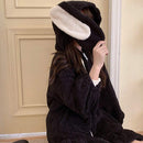 Rabbit Ears Hoodies Women Zip-up Sweatshirts Coat Long Lantern Sleeve Hooded Lolita Cute Sweet Girls Harajuku Warm Baggy Outfits