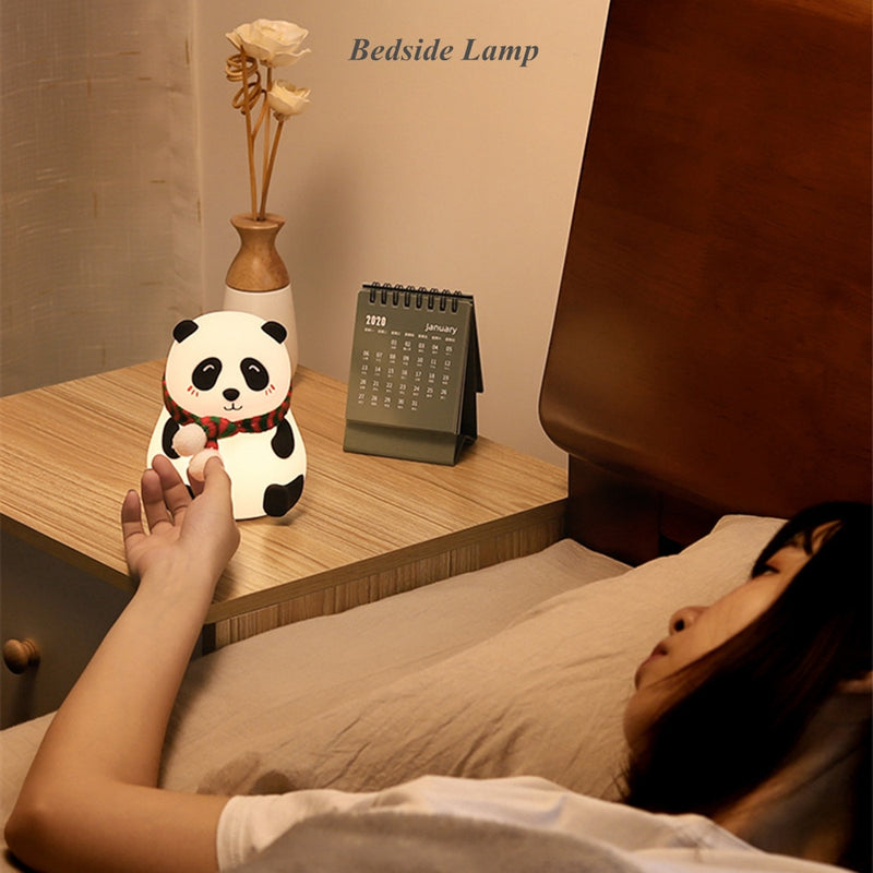 Panda Dog LED Night Light Touch Sensor Colorful USB Rechargeable Bedroom Silicone Animal Lamp for Children Baby Christmas Gift