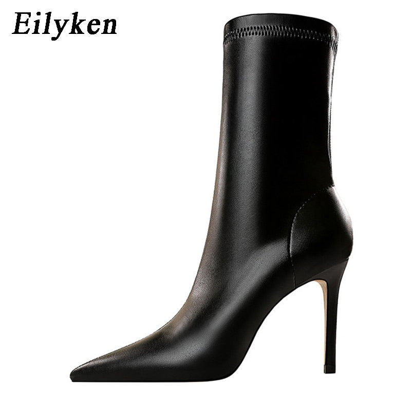 Eilyken 2023 Spring High Quality Soft PU Leather Boots Women Pointed Toe Pumps Heels Fashion Ladies Party Shoes Size 34-40