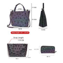 Women Handbags 3 Pcs Bag Set Crossbody Bags For Women Geometric Luminous Shoulder Bag Female Purse And Handbag Tote Holographic