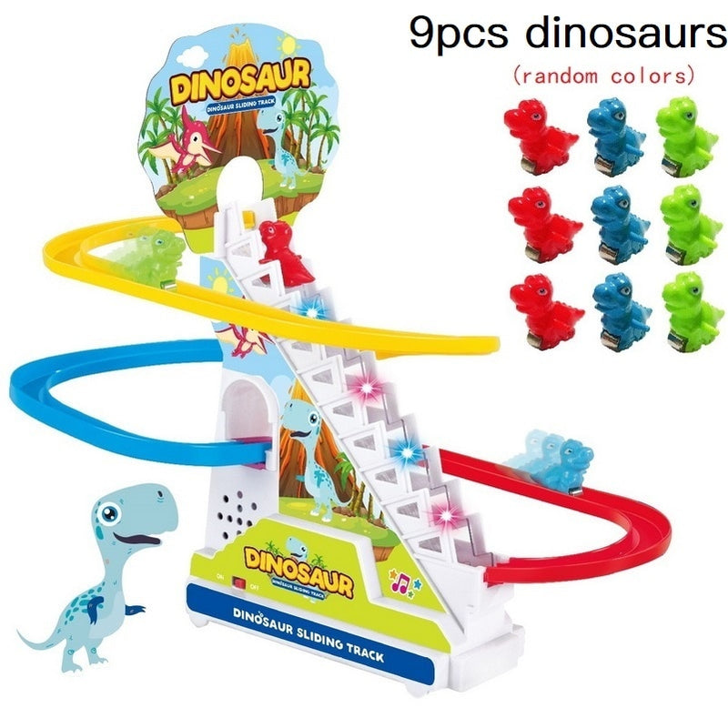 Escalada escaleras pista juguetes dibujos animados pingüino dinosaurio perro pato para niños música electrónica niños divertidos niños niñas regalo de cumpleaños