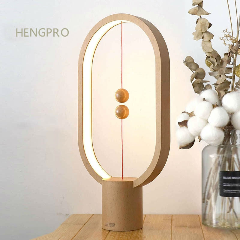 2020 actualización HENGPRO Balance Night Light portátil elipse magnético Mid-air Switch LED lámpara de escritorio atenuación táctil decoración del hogar