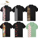 SISHION L-2XL Camisa de hombre ST110 Manga corta Negro Rojo Rockabilly Algodón Casual Camisas de bolos para hombres camisa masculina