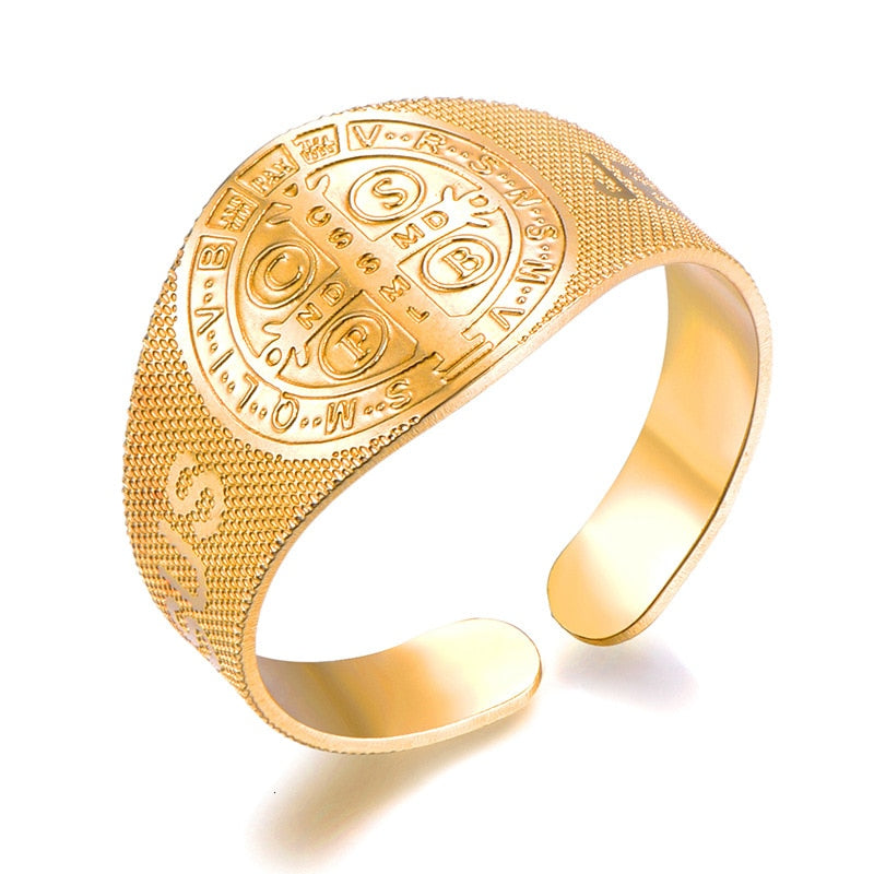 Gold Versilbert Religion Kreuz Ringe für Frauen Männer 316L Edelstahl Offene Verstellbare Ringe Modeschmuck Geschenk 2022