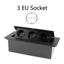 Desktop Socket Table Outlet 2 3 DE EU FR Socket With USB Charging Slow Pop Up Black Silver Aluminum Alloy Cover For Meeting Room