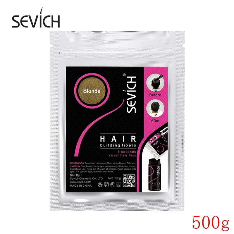 500g SEVICH Keratin Hair Fiber Human Hair Loss Treatment Care Color Thickening Styling Powder OEM Private Label Refill Bag