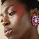 Pauli Manfi, nueva moda, pendientes multicolores de diamantes de imitación para mujer, pendientes elegantes con personalidad para mujer, pendientes de tuerca súper grandes