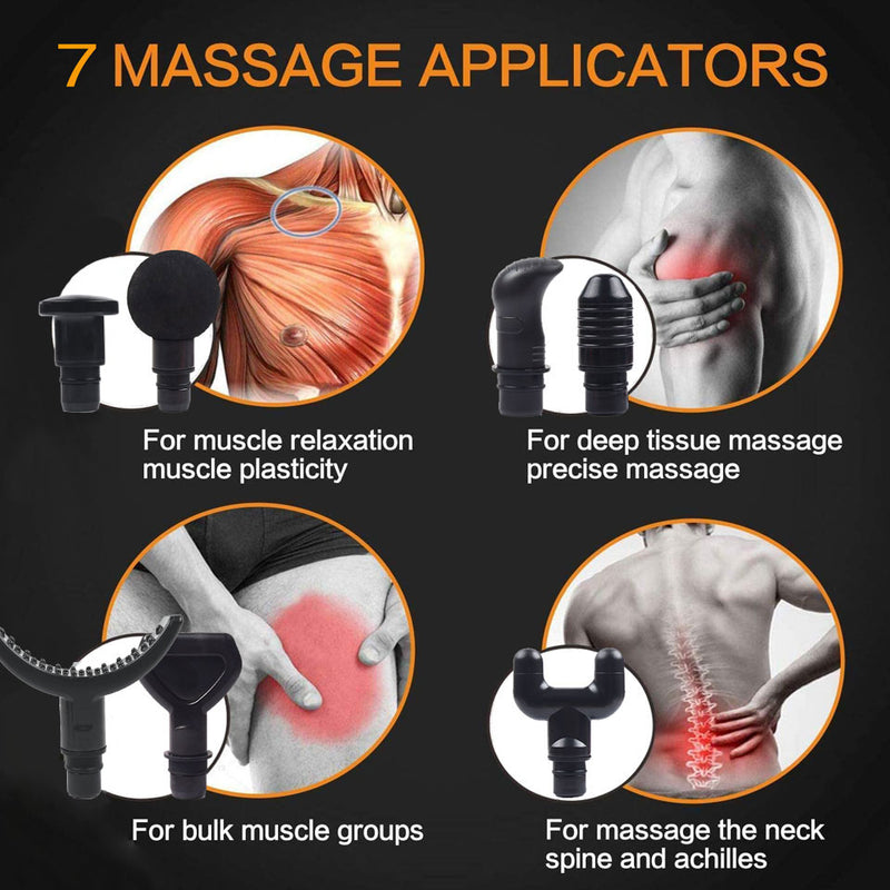 30 Speed 7 Heads Neck Pain Massager Deep Tissue Muscle Massager Relax Body Massage Gun LCD Display Fascia Gun
