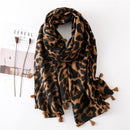 Luxury brand women leopard print cotton scarf shawls for winter foulard femme long soft warm wraps cachecol